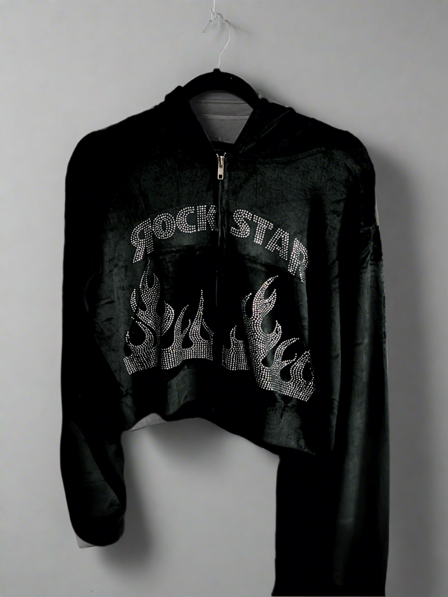 Cropped Top Velvet Set