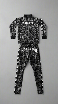 Mens Black Camo Tracksuit
