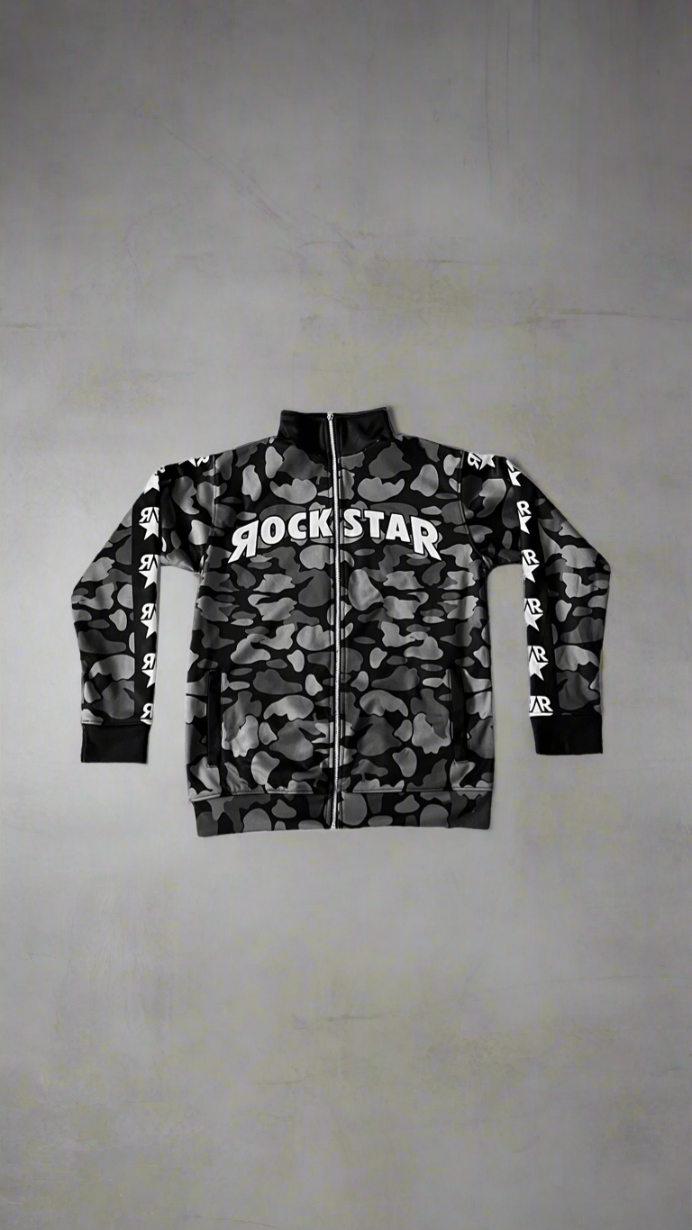 Mens Black Camo Tracksuit